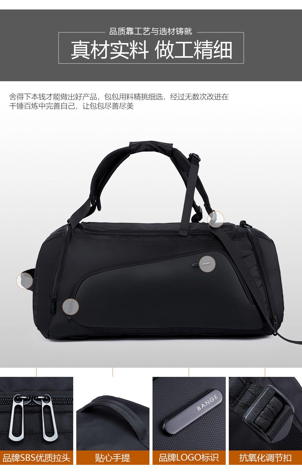 Mochila de Viagem Bange Unissex Impermeável - Mala Duffle Multifuncional