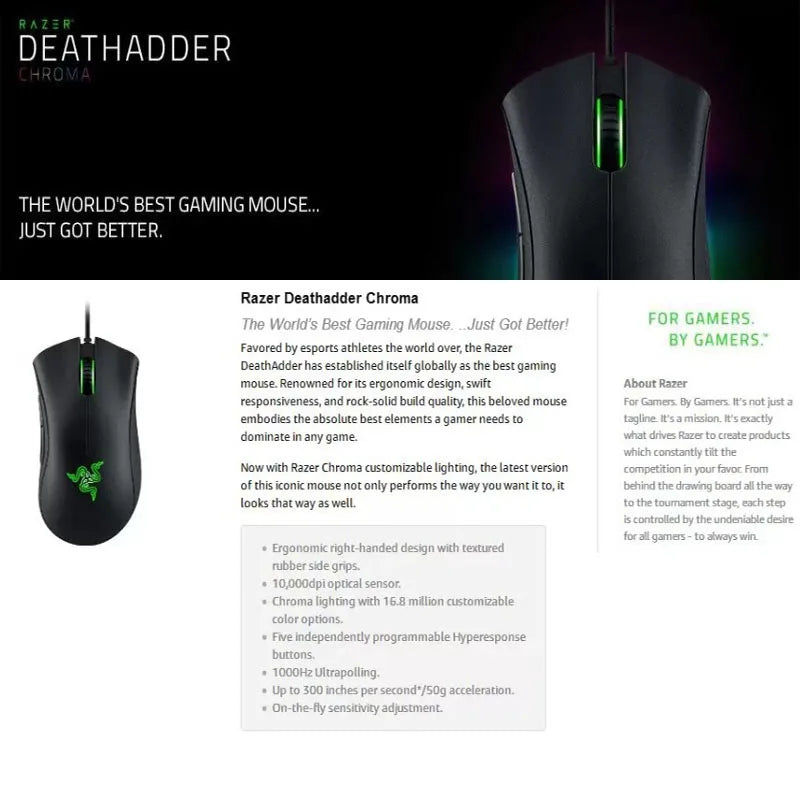 Mouse Gamer Razer Deathadder Essential 6400 DPI - Sensor Óptico