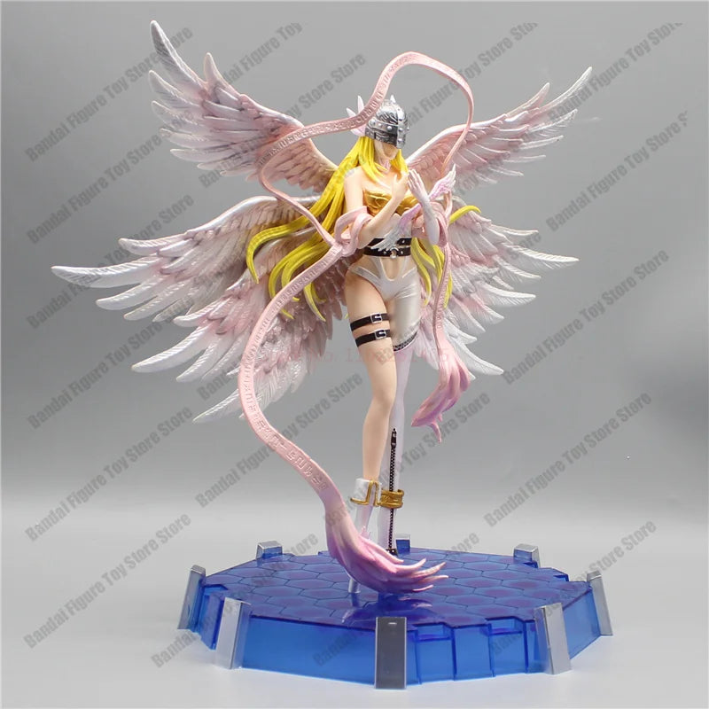 Action Figure Digimon Angewomon e Angemon 28cm - Estátua PVC com LED