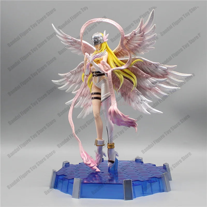 Action Figure Digimon Angewomon e Angemon 28cm - Estátua PVC com LED