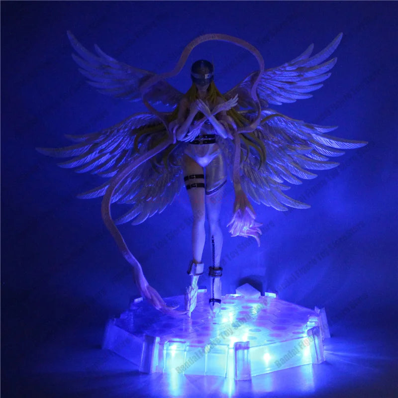 Action Figure Digimon Angewomon e Angemon 28cm - Estátua PVC com LED