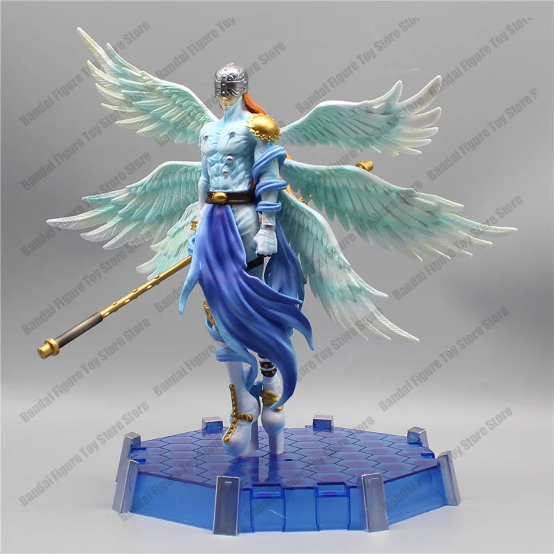 Action Figure Digimon Angewomon e Angemon 28cm - Estátua PVC com LED