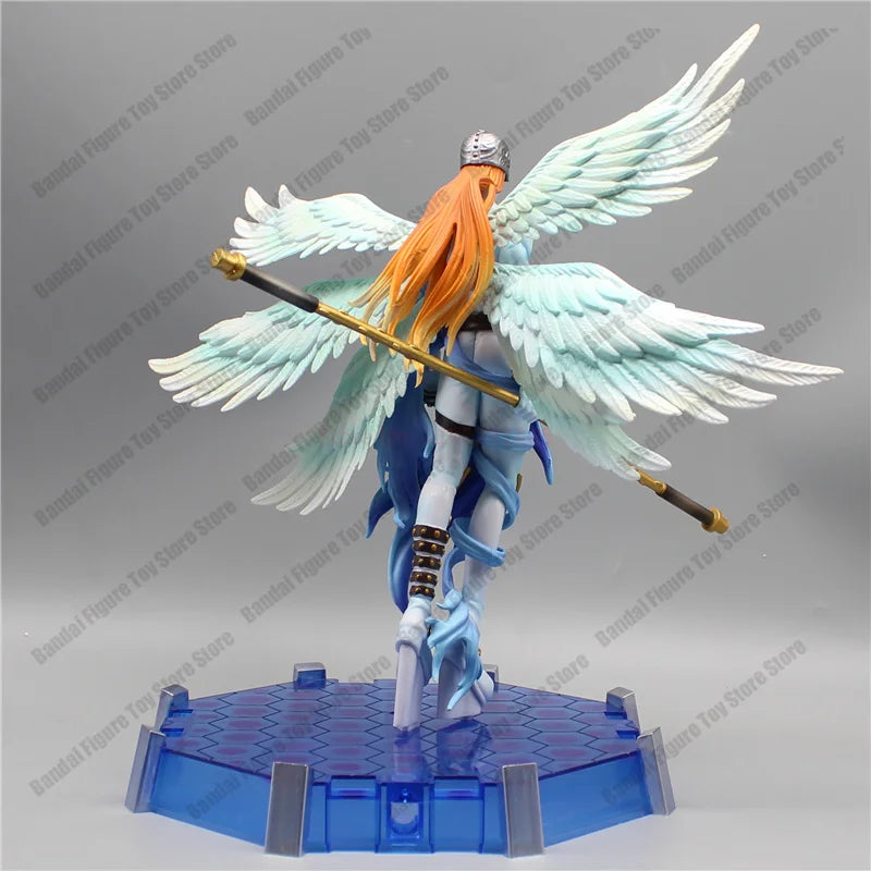 Action Figure Digimon Angewomon e Angemon 28cm - Estátua PVC com LED