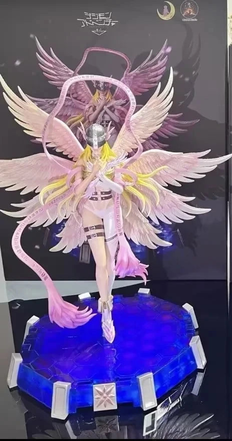 Action Figure Digimon Angewomon e Angemon 28cm - Estátua PVC com LED