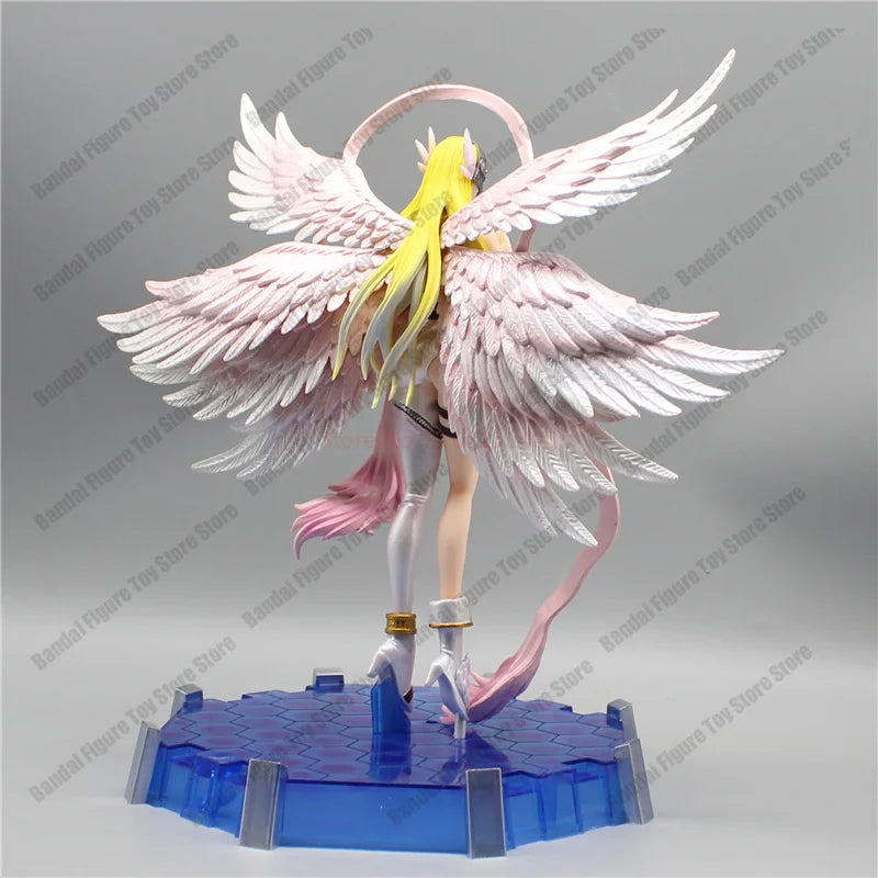 Action Figure Digimon Angewomon e Angemon 28cm - Estátua PVC com LED