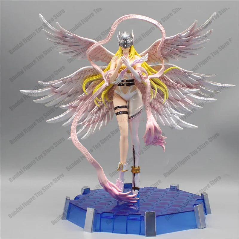 Action Figure Digimon Angewomon e Angemon 28cm - Estátua PVC com LED