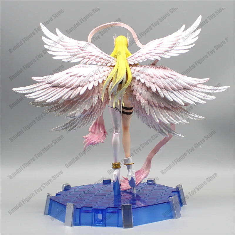 Action Figure Digimon Angewomon e Angemon 28cm - Estátua PVC com LED