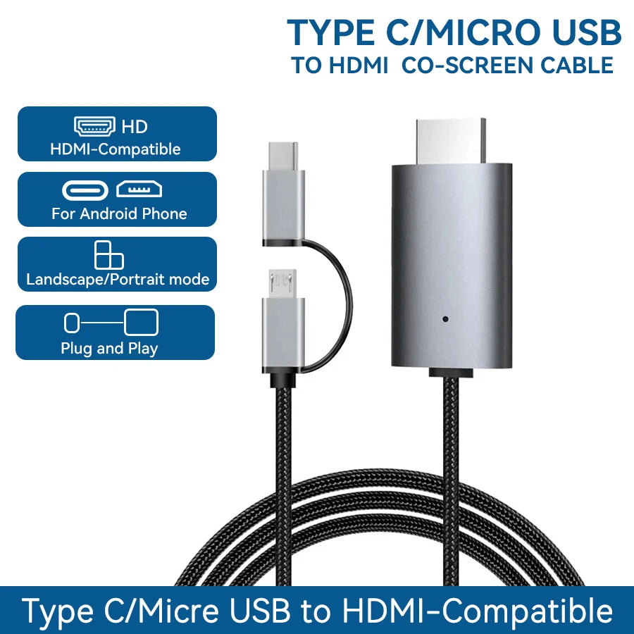 Cabo Adaptador HDMI para Celular e Tablet - Espelhamento de Tela HD