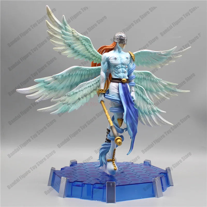 Action Figure Digimon Angewomon e Angemon 28cm - Estátua PVC com LED