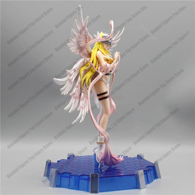 Action Figure Digimon Angewomon e Angemon 28cm - Estátua PVC com LED