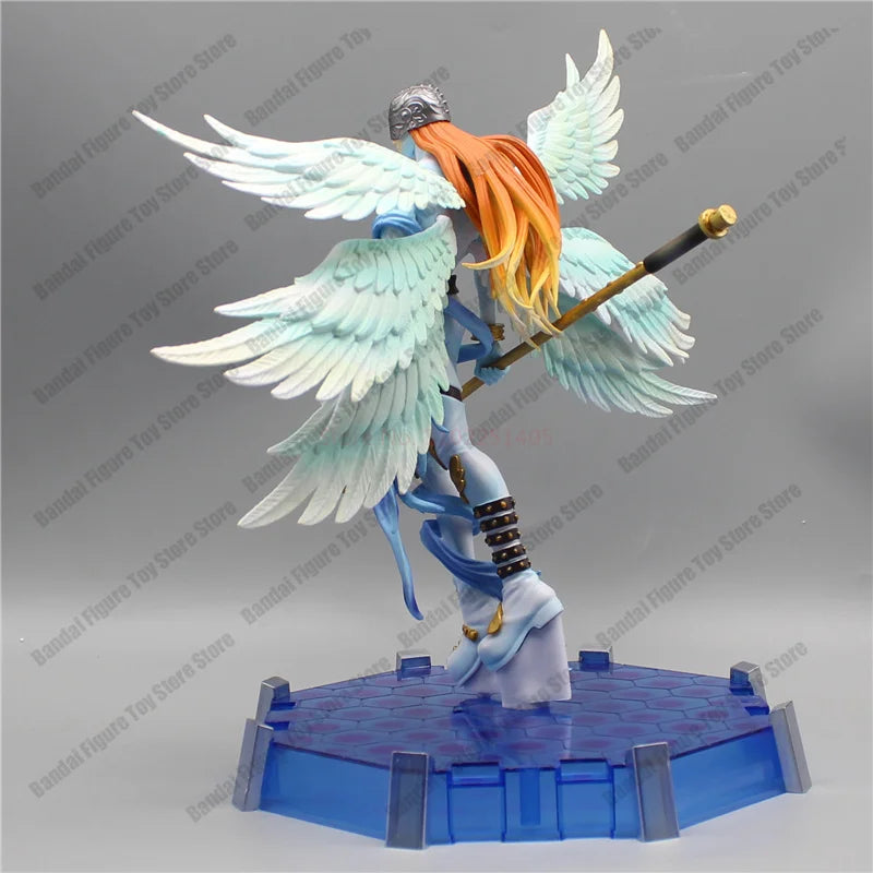 Action Figure Digimon Angewomon e Angemon 28cm - Estátua PVC com LED