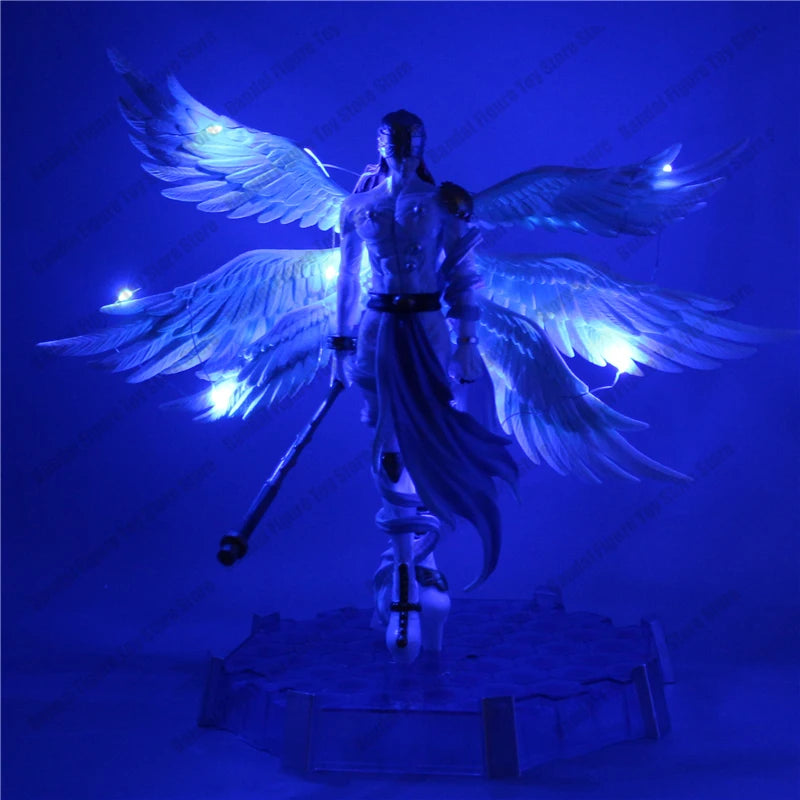 Action Figure Digimon Angewomon e Angemon 28cm - Estátua PVC com LED