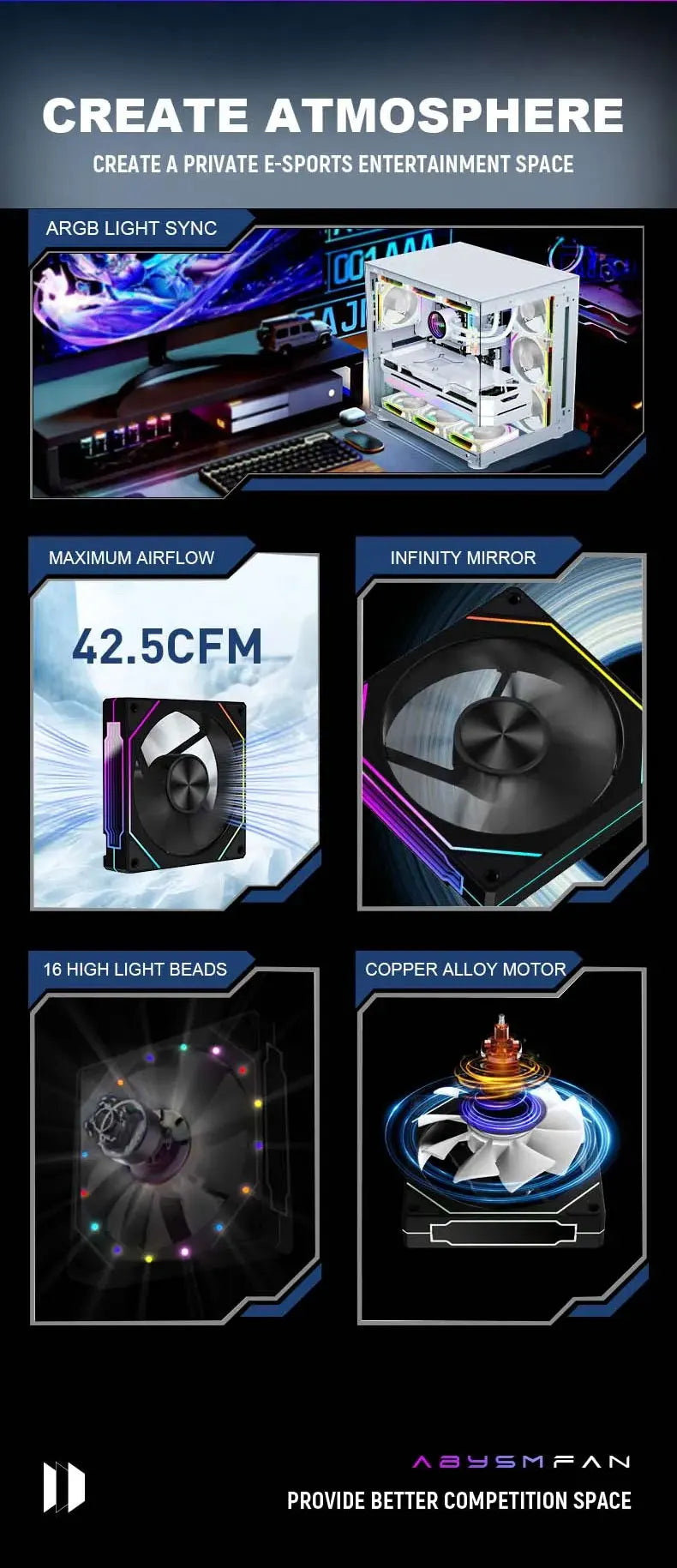 Cooler Fan Prism 5 Pro 120mm - ARGB 4 Pinos PWM Silencioso