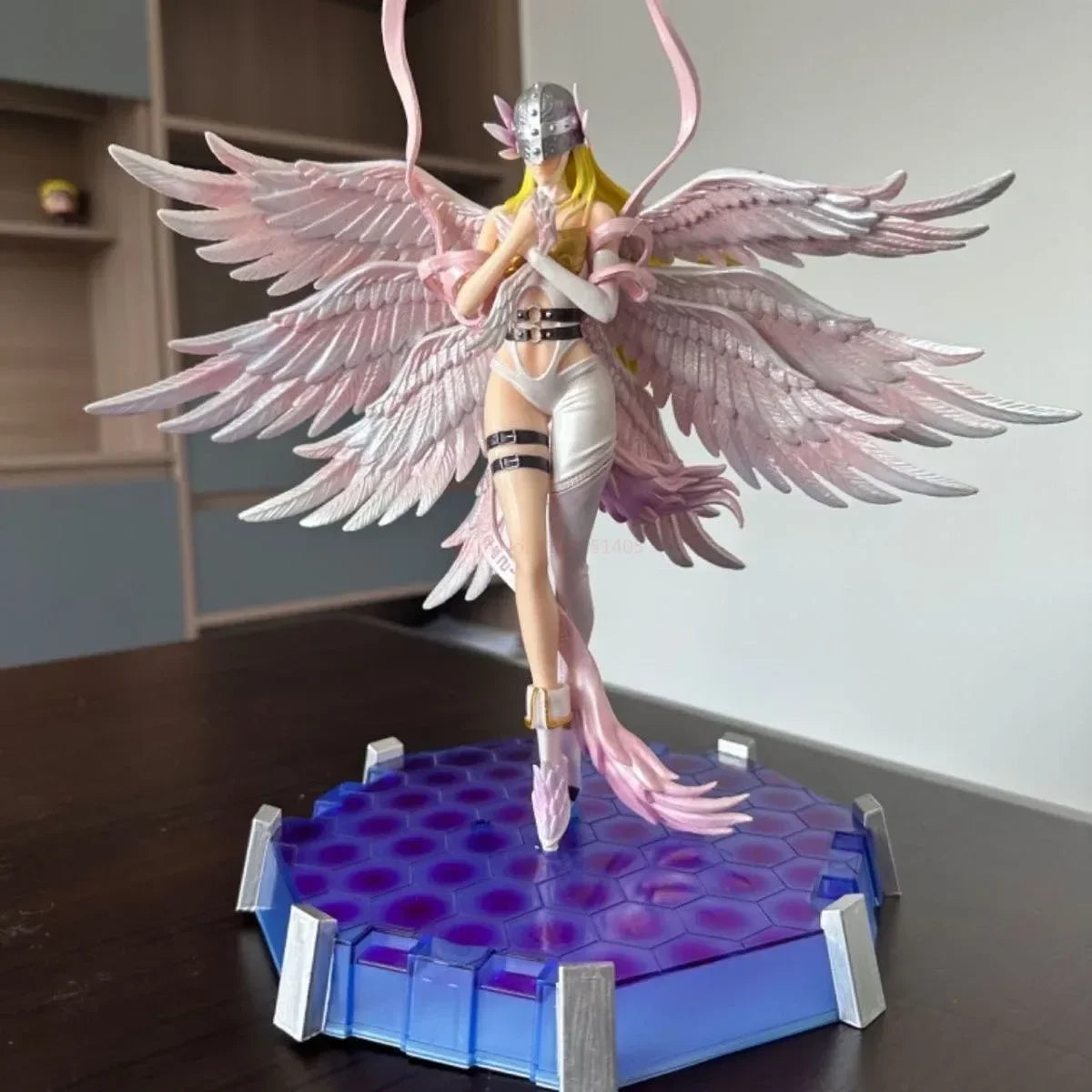 Action Figure Digimon Angewomon e Angemon 28cm - Estátua PVC com LED