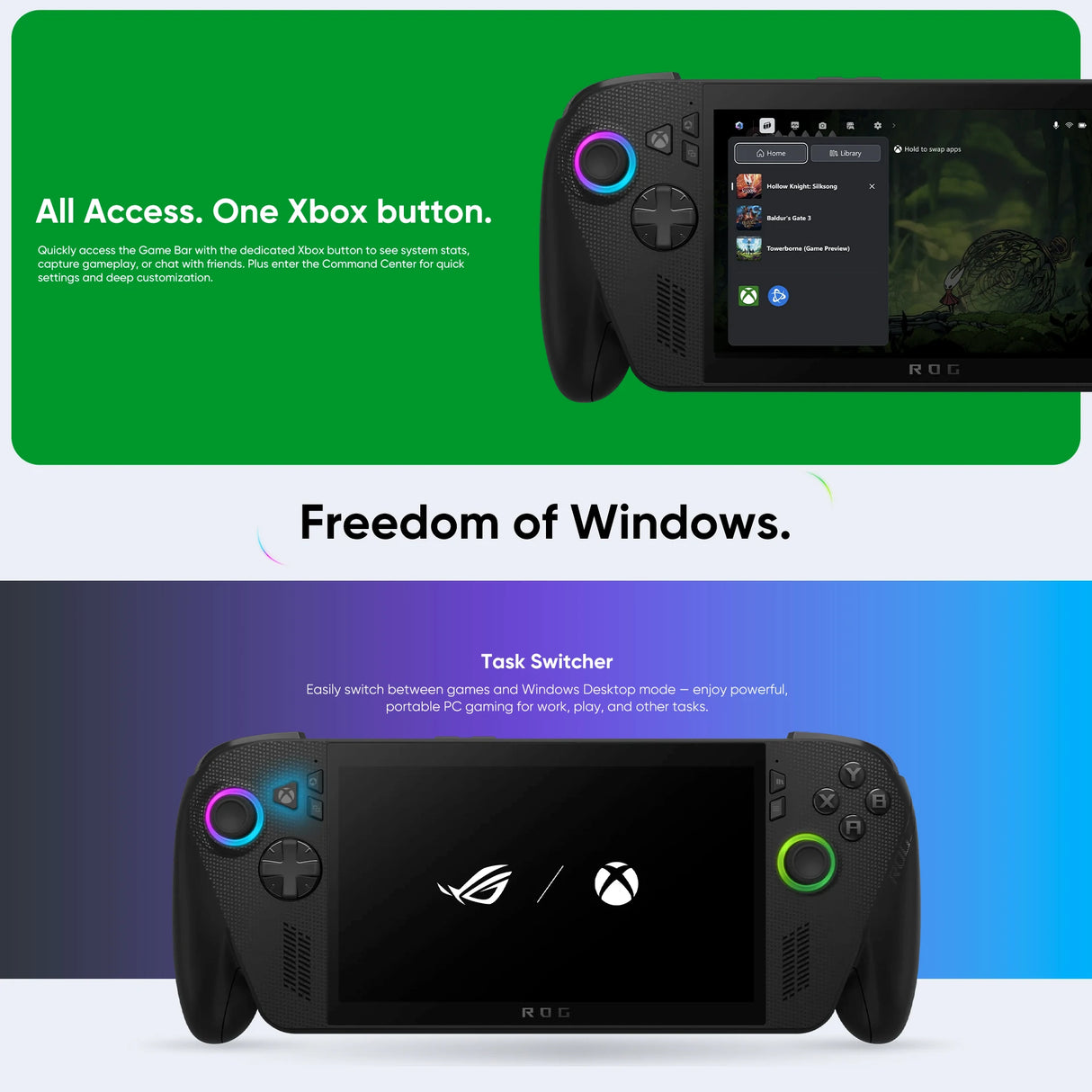 Console Portátil ROG Ally X 7" FHD 120Hz 500nits - Ryzen Z1 Extreme VRR