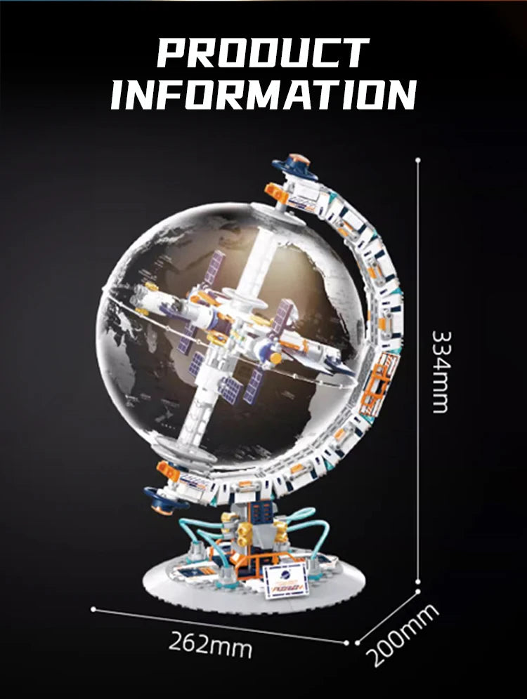 Blocos de Montar Estação Espacial Globo Transparente - Tecnologia Criativa