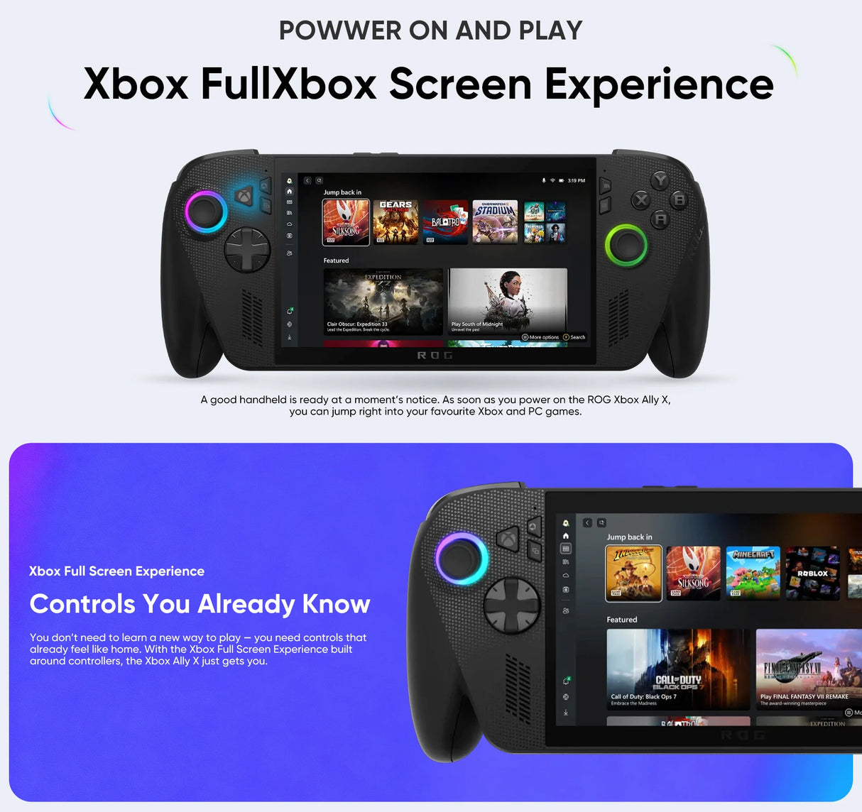 Console Portátil ROG Ally X 7" FHD 120Hz 500nits - Ryzen Z1 Extreme VRR