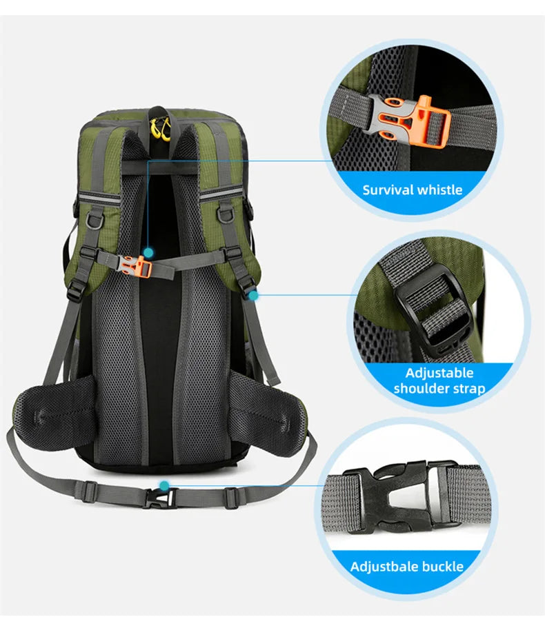Mochila de Viagem e Trilha 50L Impermeável - Grande Capacidade para Montanhismo