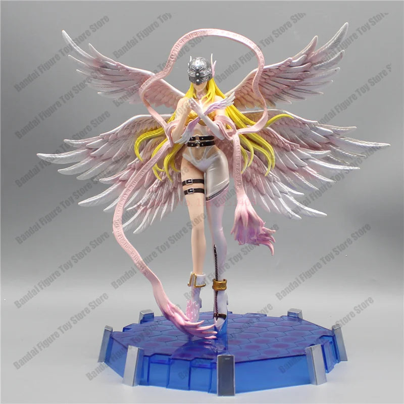 Action Figure Digimon Angewomon e Angemon 28cm - Estátua PVC com LED