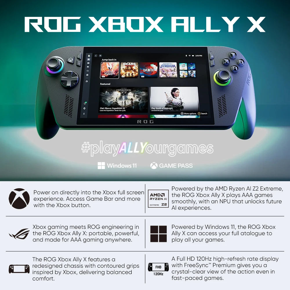 Console Portátil ROG Ally X 7" FHD 120Hz 500nits - Ryzen Z1 Extreme VRR