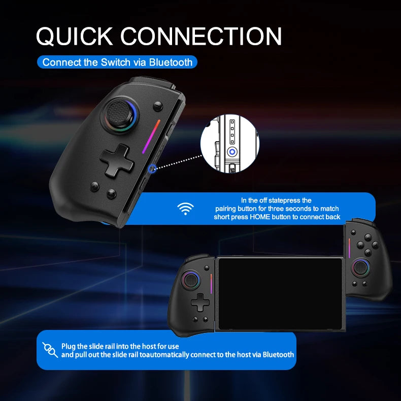 Controle Joy-Pad LinYuvo KS42 para Switch/OLED - Luz RGB e Turbo