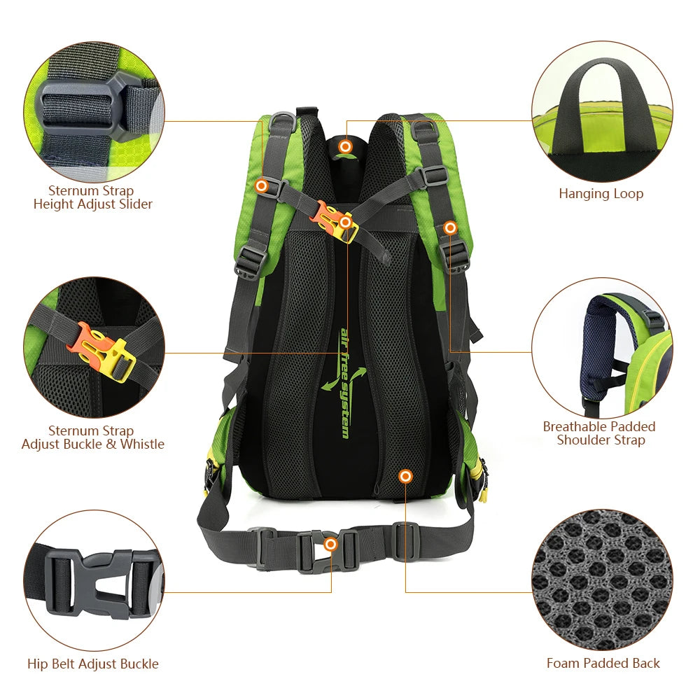 40l resistente à água mochila de viagem acampamento caminhadas portátil daypack trekking escalada sacos traseiros para homens mulheres caminhadas suprimentos