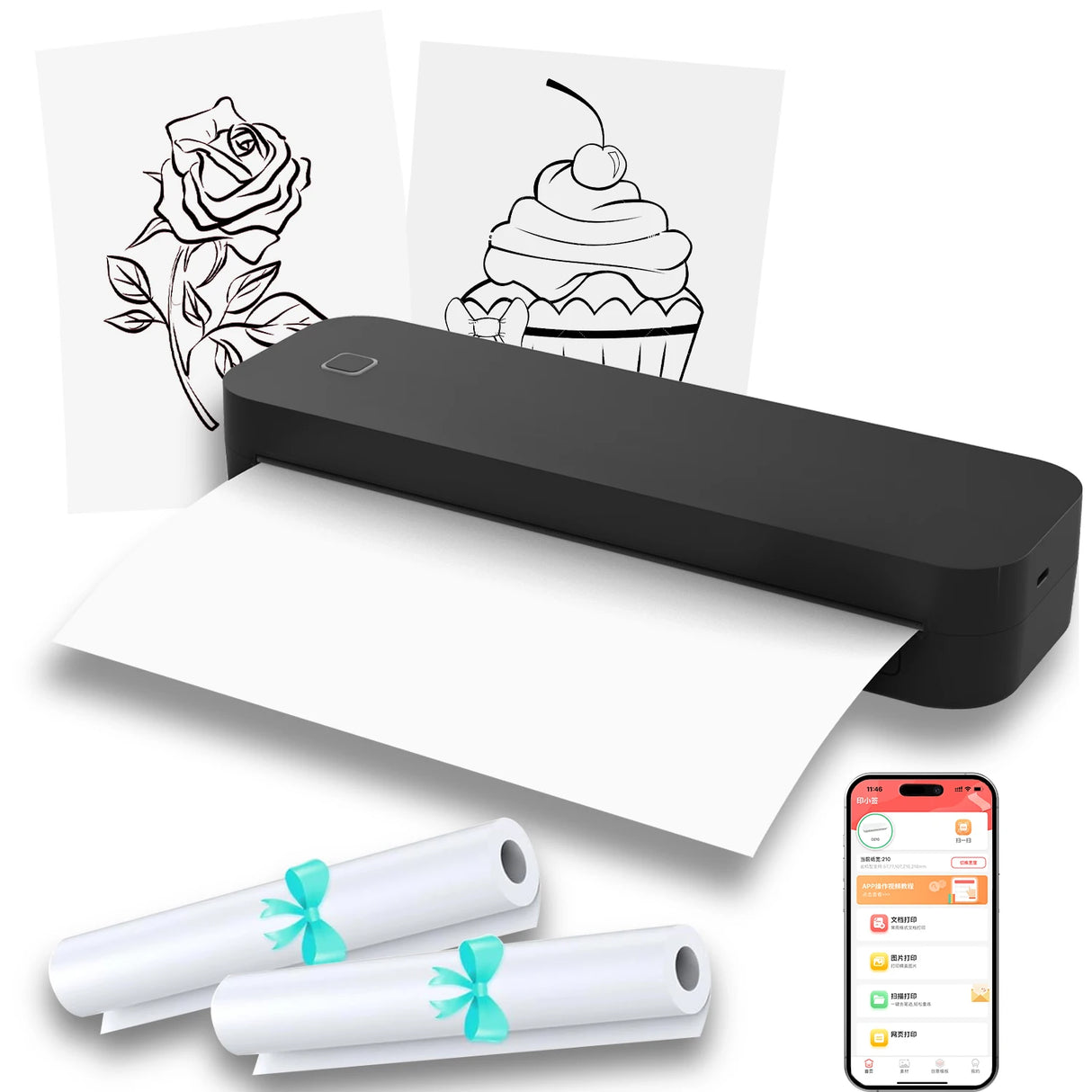 Impressora Térmica Portátil A4 Bluetooth Sem Tinta - Para Documentos e Office