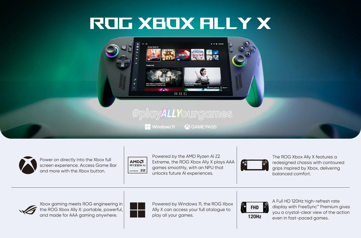 Console Portátil ROG Ally X 7" FHD 120Hz 500nits - Ryzen Z1 Extreme VRR