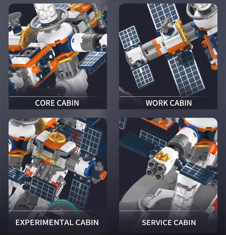 Blocos de Montar Estação Espacial Globo Transparente - Tecnologia Criativa